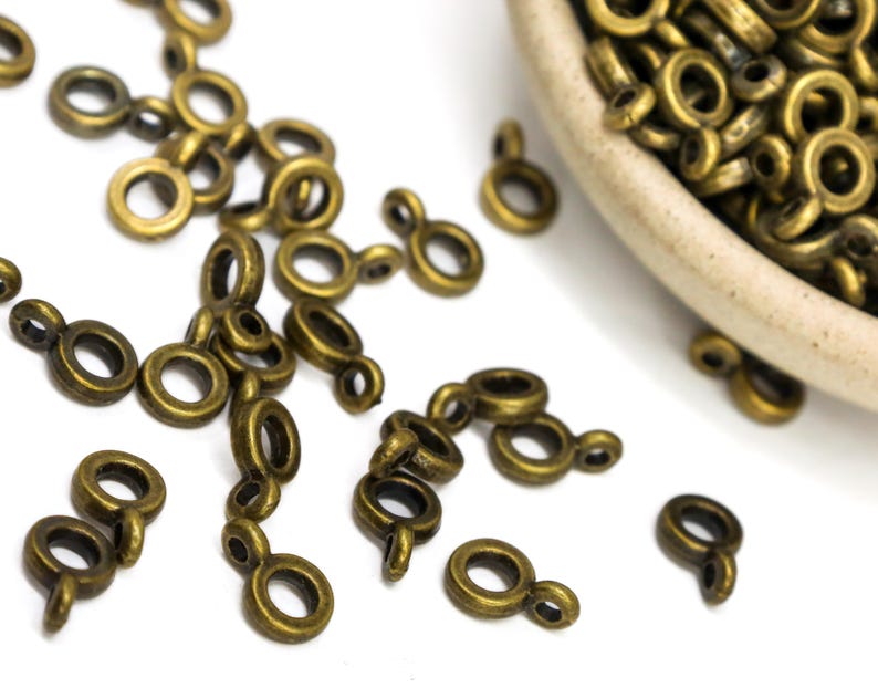 Antique Bronze Bead Hangers, 6.5mm Jewelry Charm Connectors, Spacer Beads with Loop for Pendants or Dangles image 4