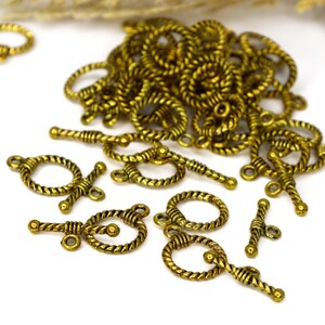 Gold Toggle Clasps, 19mm Ring and 20mm T-Bar Jewelry Closures for Necklaces and Bracelets, Lead Cadmium Free Alloy, Qty: 12 Sets image 5