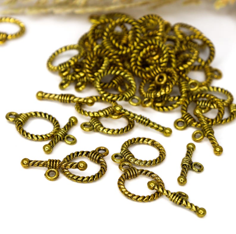 Gold Toggle Clasps, 19mm Ring and 20mm T-Bar Jewelry Closures for Necklaces and Bracelets, Lead Cadmium Free Alloy, Qty: 12 Sets image 5