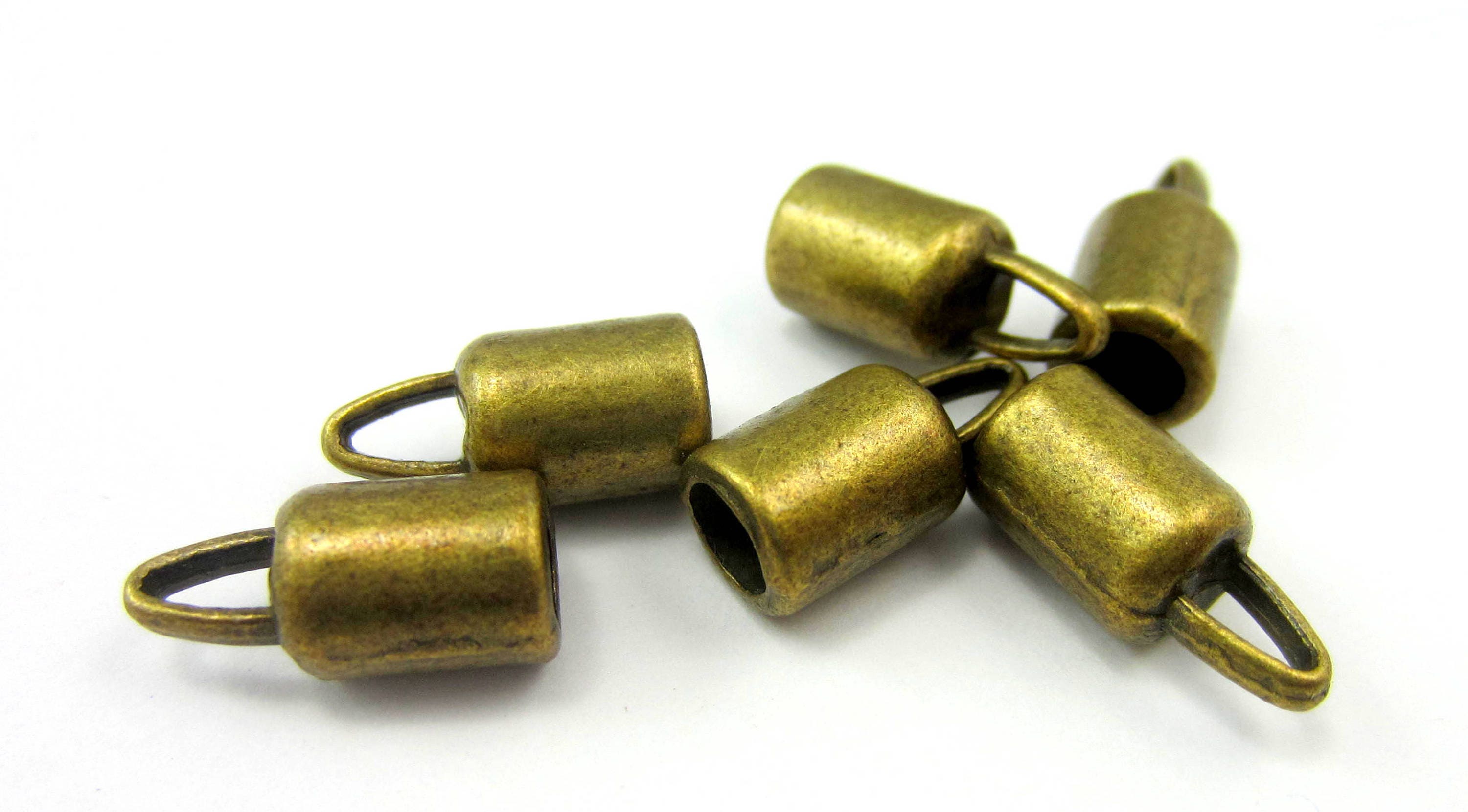 16 Cord Caps Antique Bronze Cord Ends Caps Bead Caps Barrel Etsy