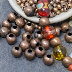 30 Round Red Copper Spacer Beads - Copper Metal Space Beads - DIY Jewelry - Copper Findings - 4.5mm or 10mm