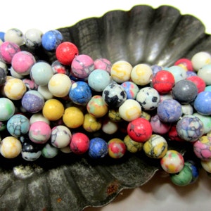 Assorted Natural Gemstone Beads, 6mm Earth Tone Mix Of Jade, Jasper, Turquoise And More For Bracelets, Necklaces Or Beadwork, Qty: 1 Strand