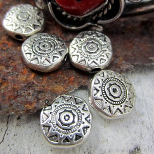 Antique Silver Coin Beads: 10mm Flat Round Spacers, DIY Jewelry (24 pc Set