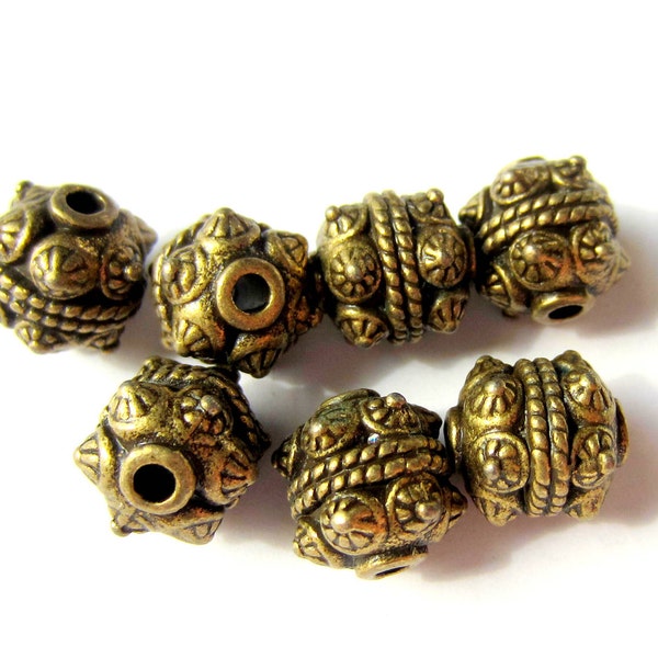 16 Tibetan style Beads antique bronze ethnic boho chic 10mm