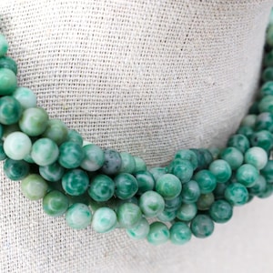 32 Qinghai jade beads mottled green  6mm natural gemstones