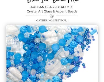 Blue Ice Bead Mix, Glass Bead Mix, Blue and Clear Beads, Icy Color Palette, Czech Glass Mix, Cool Tone Beads, Teardrop Pendant Option