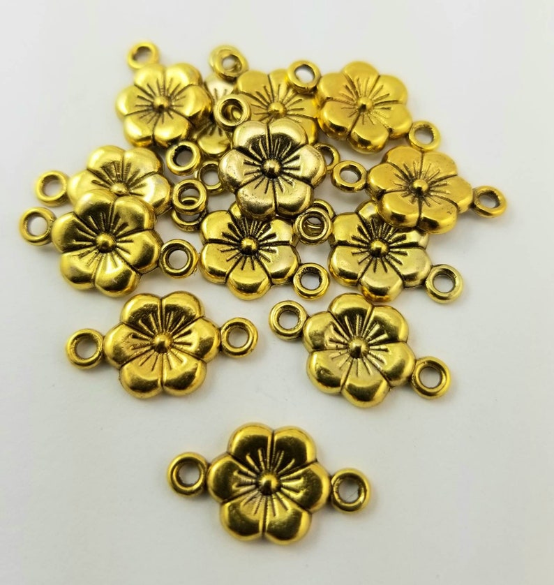 Flower Jewelry Connectors 8 Gold metal 28 x10 x2mm SR8B37 Etsy
