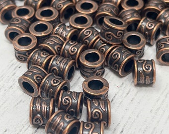 Kupferröhrchen mit großem Loch, rotes Kupfer, Spacer-Perlen für Schmuck, Makramee und mehr, Qty 18