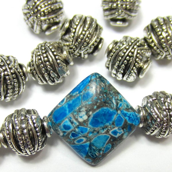 18 Antique Silver beads large hole tribal bead 10mm x 10mm ethnic beads