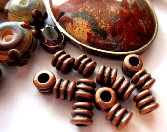 Copper Spiral Spacer Beads, 4x4mm Round Jewelry Accents for Necklaces and Bracelets, Qty: 30