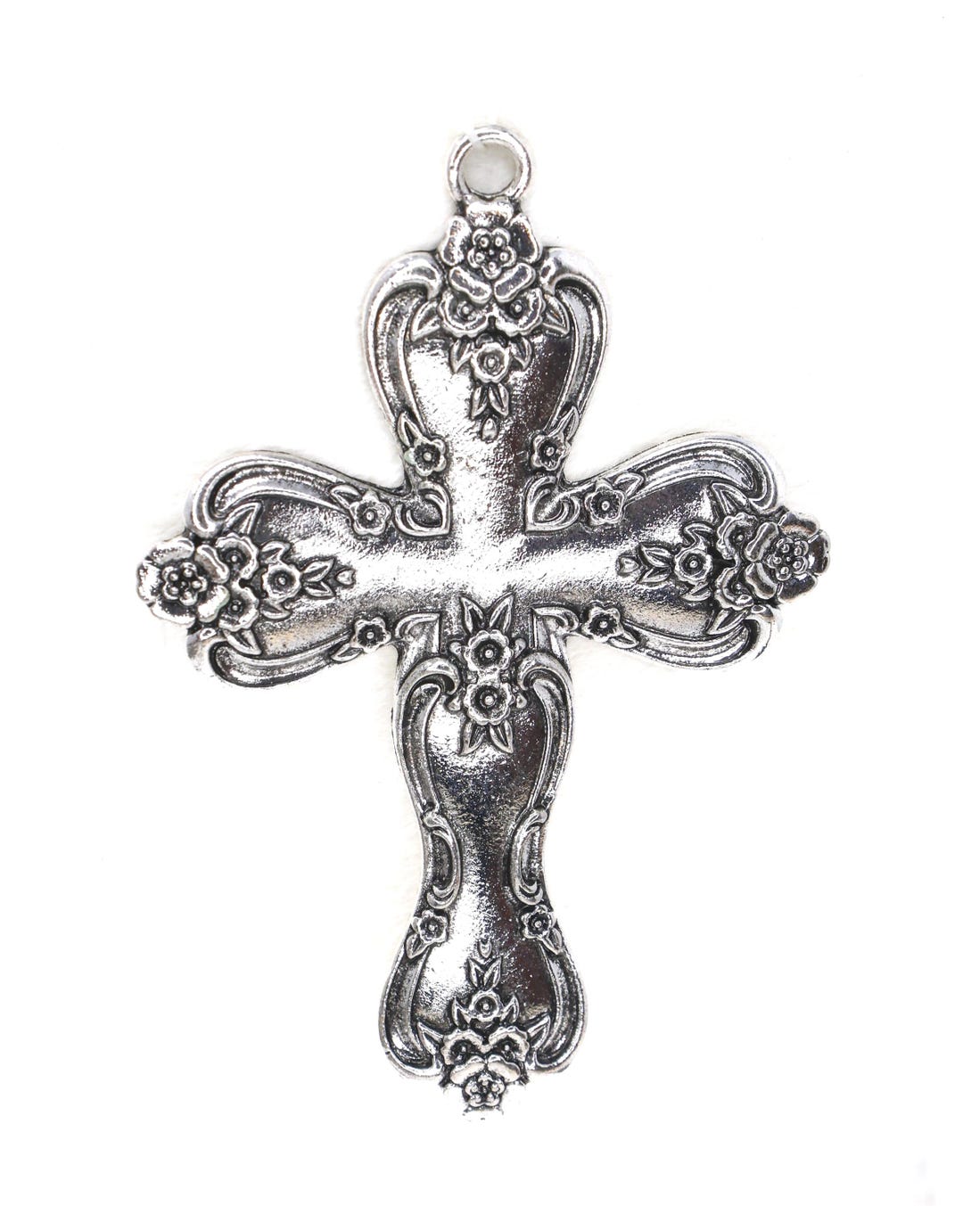 Spoon Style Cross Pendant, Vintage Inspired Cross Charm, Antique Silver ...