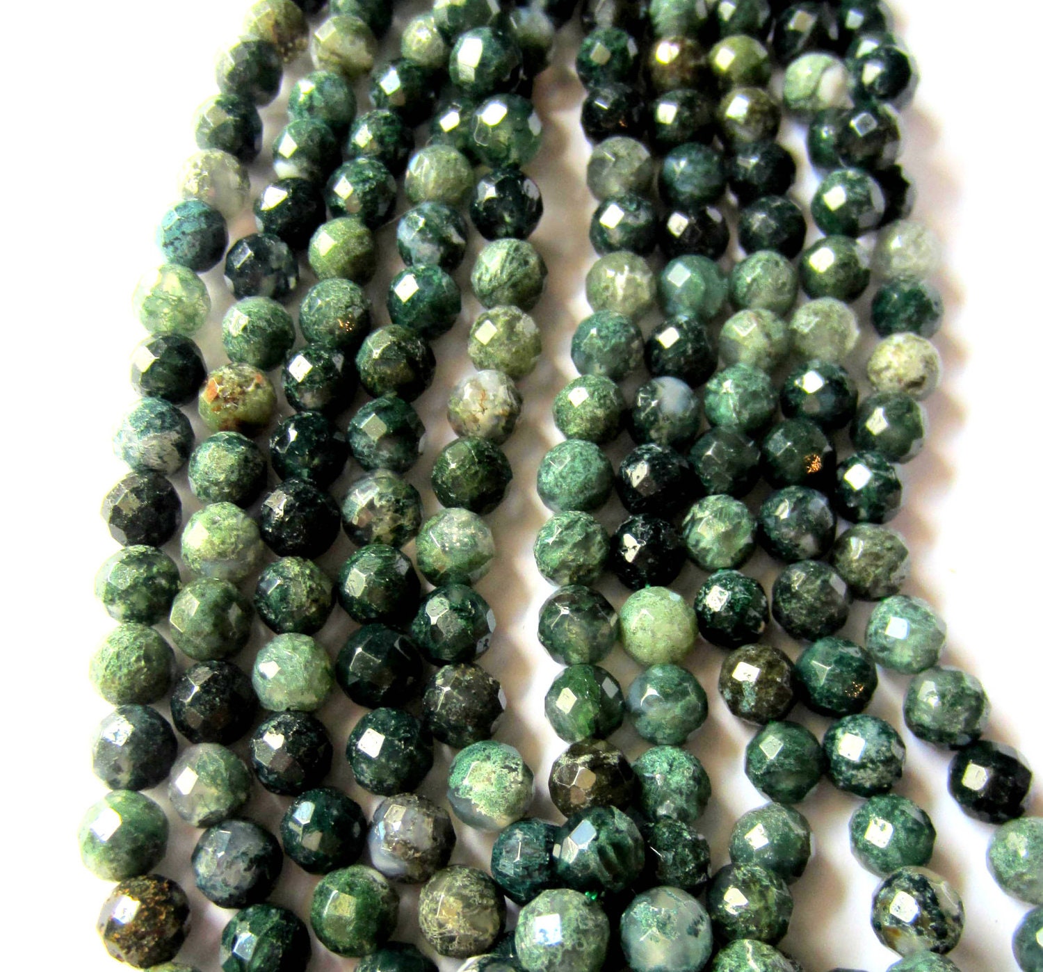 Anello Di Pietra Di Muschio Verde Naturale Argento S925 Atmosfera Europea Americ - Foto 4