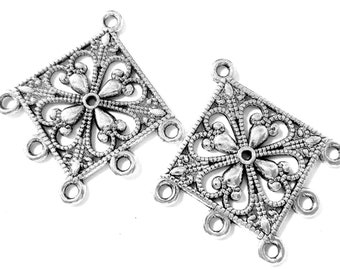 6 Earring chandelier antique silver craft  jewelry  diy supplies