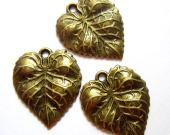 Antik Bronze Blatt Charme Schmuck Anhänger Metall Schmuck machen Lieferungen 26 mm x 22 mm Qty 8