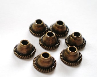 30 bronze metal bead caps jewelry supply
