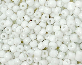 Rocailles en verre blanc, Perles en verre blanc opaque, Petites perles de verre, Perles intercalaires en verre, Fournitures pour perles, Perles de verre blanches de 4 mm 50 g