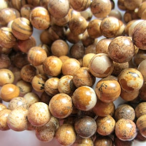 Picture jasper beads 10mm gemstone jewelry supplies strand 36 beads natural brown beads