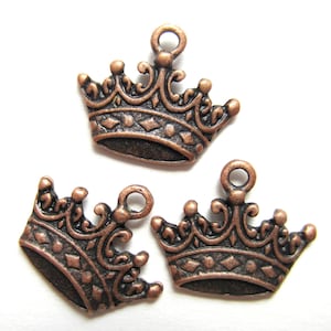 30 Antique copper crown charms jewelry making supplies royal pendants 24mm 17mm lead free