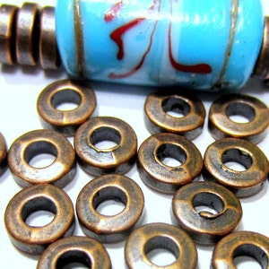 Bali Style Copper Spacer Beads: Flat Round Jewelry Making (5-6mm), Qty 50