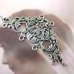 2 Antique silver necklace connectors Pendant enhancer LG 30mm x69mm  jewelry connector