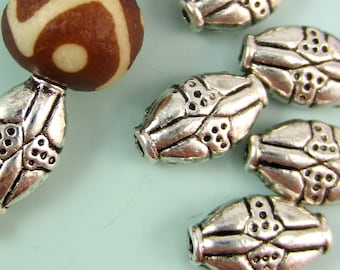 Oval beads antique silver spacer beads Qty 24