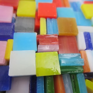 100 Mixed color mosaic glass tile 10mm x 10  glass square  cabochons