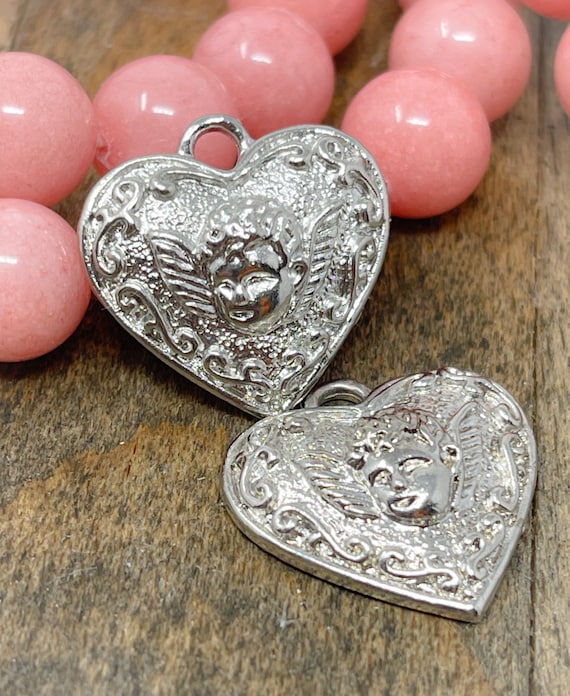 Lot De 10 Pendentifs Breloques En Argent Tibétain – Forme Cœur – Parfait Pour Création De Bijoux