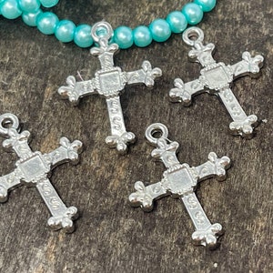 10 cross charms silver metal 20mm 28mm jewelry supplies