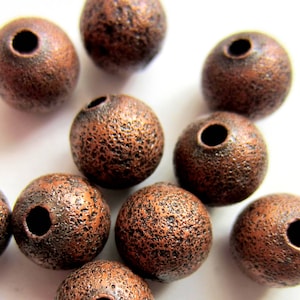 Round Red Copper Textured Beads, Copper Spacer Beads, Metal Spacer, Stardust Textured Beads, 4mm, 6mm or 8mm - Qty 18