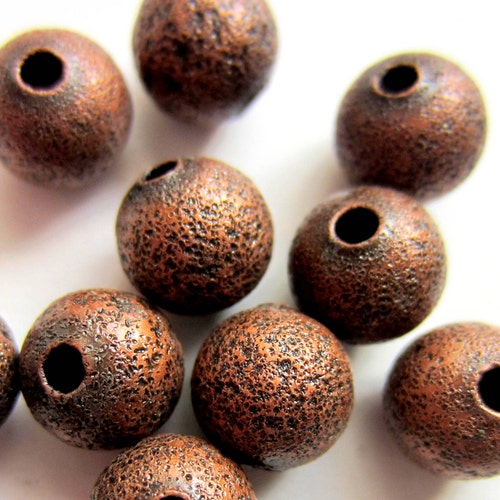 18 Red Copper Beads 8 Mm Spacers Stardust Texture Lead Free Etsy