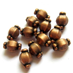 30 Antique copper beads metal spacers jewelry making supplies 7mm x 10mm  lead free nickel free