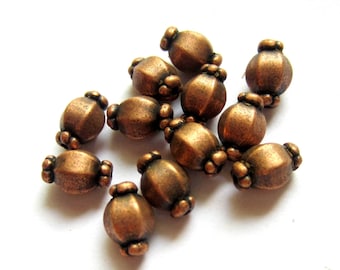 30 Antique copper beads metal spacers jewelry making supplies 7mm x 10mm  lead free nickel free