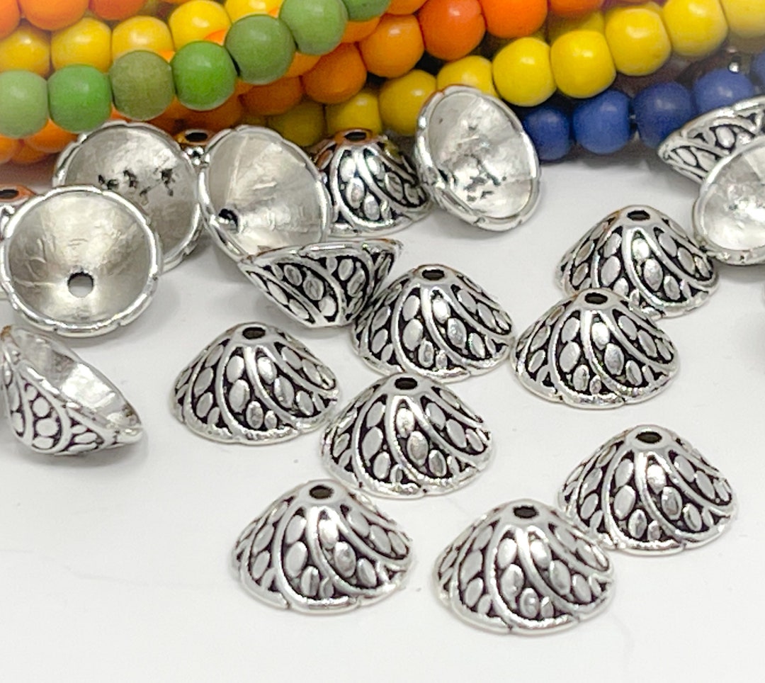 30 Silver Bead Caps Bali Style Jewelry Making Etsy