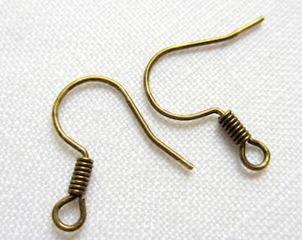 60 Antique bronze Earring ear wire hooks French style jewelry supplies