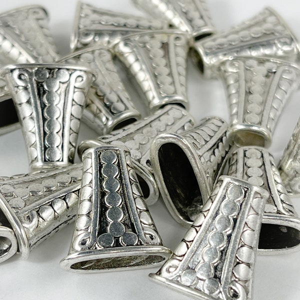 18 Antique silver bead caps cone 18mm x16.5mm x7mm oval opening jewelry end caps