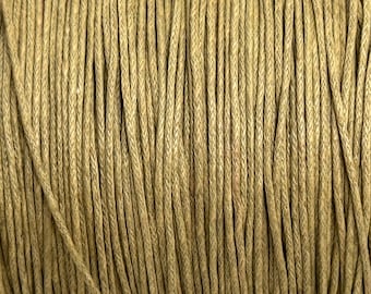 Light Khaki Waxed Cotton Cord for Jewelry and Crafts, Macrame Cord, Braiding Cord, 1mm - Qty 15 yards