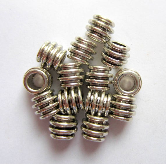 24 Antique Silver Metal Beads Textured Spacers 6mm X 8mm - Etsy