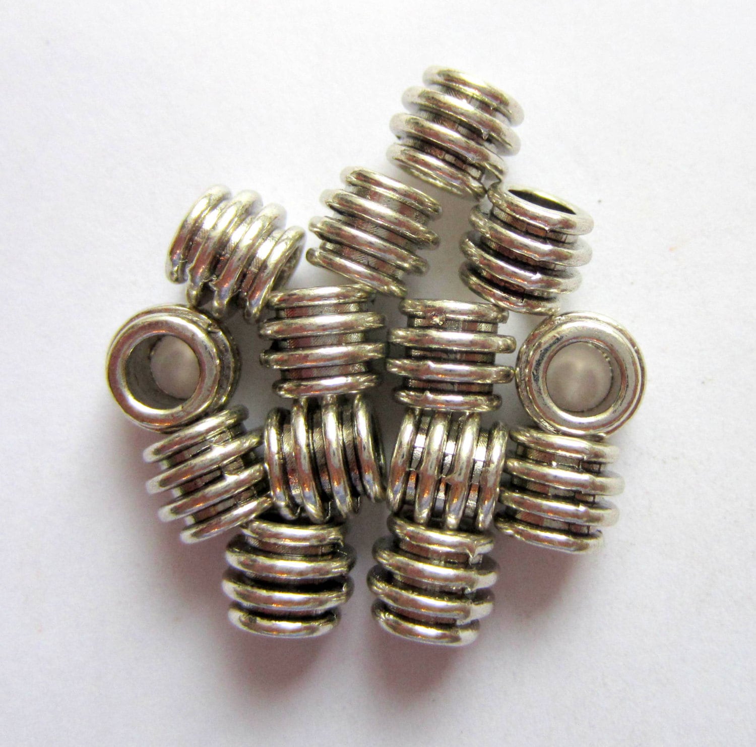 10mm 8pc Round Silver Beads for Jewelry Making, Brushed Silver Spacer  Beads, Metal Ball Beads 