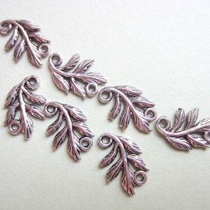 Silberblatt Stecker Charms, Natur inspirierte Legierung Schmuckzubehör für Armbänder, Ohrringe oder Halsketten, blei- und nickelfrei, Qty: 18