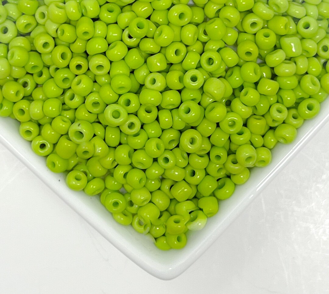 Pastel Green Yellow Glass Seed Beads, Opaque Colors Seed, Round, 4mm
