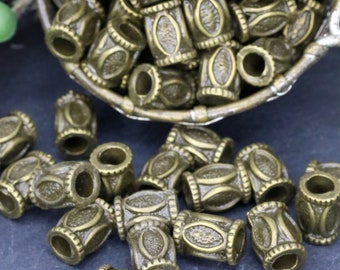 Bronze Patterned Drum Spacer Beads - Bronze Metal Beads - Jewelry Findings - 10mm Qty 24