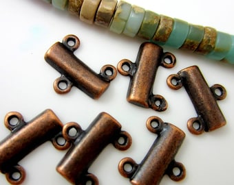 Antique copper connectors 2 to one jewelry connector 14mm x 16mm Qty 18