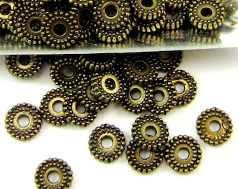 Bronze Spacer Perlen, Bronze Scheibenperlen, Schmuckherstellung Lieferung, 7 mm Bronze Metallperlen Metallperlen flachen Spacer Perlen Qty 36