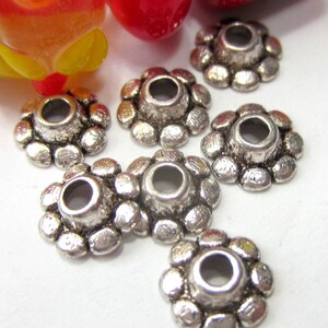 36 Antique silver bead caps Bali style jewelry making silver flower bead caps