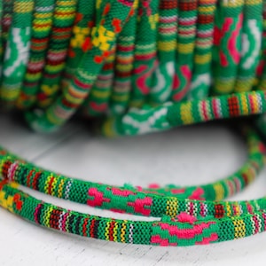 Mixed Color Ethnic Cotton Cord, Textile Wrap Cord, Patterned Cotton Cord 6mm, 1 Yard