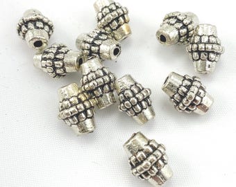 Antique silver beads spacer Tibetan style boho chic 10mm x 8mm