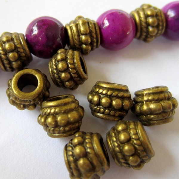 24 Tibetan style Beads antique bronze ethnic boho chic 8mm x 6.5mm F0009PH, no lead, no nickel no cadmium, bronze beads