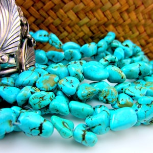 Turquoise nugget beads 15&#39; strand Howlite turquoise stone beads free form gemstone beads blue nuggets medium blue Qty 1 Strand