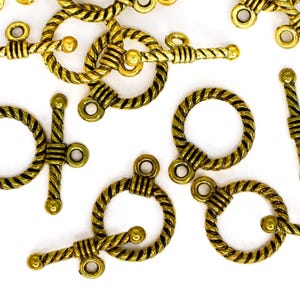 Gold Toggle Clasps, 19mm Ring and 20mm T-Bar Jewelry Closures for Necklaces and Bracelets, Lead Cadmium Free Alloy, Qty: 12 Sets image 4