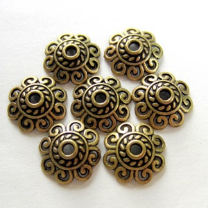 24 Antique bronze bead caps 12mm x 12mm flower lace diy jewelry making